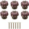 Yuaaoh 6 Pomelli in Ceramica Forma di Zucca, Pomelli Porcellana per Mobili, Maniglie Rotonde per Armadio Vintage Con Viti per Casa, Ufficio, Armadio da Cucina, Cassetti e Armadi 4x4x4cm (Viola)
