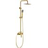 IMEX Colonna doccia monocomando oro spazzolato in ottone e acciaio inox S304 con soffione extra piatto Ø20 cm anticalcare asta doccia estensibile cartuccia ceramica Ø35 mm tubo flessibile PVC 15