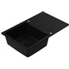 HOMEVELLO Lavello DIGNUM Vasca Singola Lavello In Granito 79x50x21cm Nero, Lavello Da Cucina Di Alta Qualità Con Sifone, Scolapiatti, Facile Da Pulire, Resistente Ai Graffi, Design Moderno