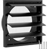 Hon&Guan Ø150mm Griglia di Ventilazione Rettangolare, Griglia Aerazione In ABS Plastica 3 Alette Quadrata con Lamelle Mobili & Protezione Insetti per Bagno, Cucina, Aspirator, Pareti Esterne, Nero