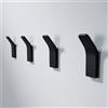 LINKWAY Ganci Adesivi Bagno senza Forare - Appendi Accappatoio in Metallo, Ganci per Asciugamani e Cucina, Appendiabiti Adesivo dal Design Minimalista, 4 Pezzi (Nero)