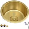 PEBFHSQW Lavello Da Cucina In Acciaio Inossidabile Dorato Lavastoviglie Da Bancone Bar Lavabo Tondo Piccolo Da 32/36/40 Cm Lavello Sopra E Sottopiano Ad Una Vasca(32 * 32cm)
