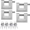 KAWAHA Lucchetto a forma di D in acciaio inox 71/60-4PS con chiave in acciaio inossidabile per porta del garage, contenitori, capannoni, armadietti e magazzini (6,5 cm, con chiave uguale - 4 pezzi)