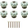Yuaaoh 6 Pomelli in Ceramica Forma di Zucca, Pomelli Porcellana per Mobili, Maniglie Rotonde per Armadio Vintage Con Viti per Casa, Ufficio, Armadio da Cucina, Cassetti e Armadi 4x4x4cm (Blu Bambino)