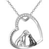 VONALA Collana con ciondolo a forma di gatto e cane, in argento Sterling 925, regalo per donne e ragazze, middle, Argento sterling, Zirconia cubica