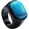 PAURO Uomo Acciaio Inossidabile Anello Nuziale Ovale in Turchese Blu Sintetico con Anello lucidato Lato Nero Dimensione 19