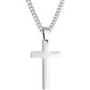 RUGGED steel - Collana da uomo in acciaio inox con ciondolo a forma di croce - catena a maglia barbazzale 50 cm (+ 8 cm di estensione rimovibile) - impermeabile e resistente al sudore - argento - con