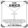 Bramart Collana Uomo a Croce Argento Oro Caro Amico Regalo compleanno figli maschi idea regalo per lui per Natale compleanni - Cofanetto con DEDICA incluso (Caro Amico)