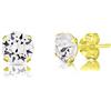 DTPsilver Punto Luce Orecchini Placcati Oro - Orecchini Brillanti Argento 925 Placcati Oro con Cristalli Punti Luce 6 mm - Orecchini con Brillantini Donna - Orecchini Diamante - Oreccini Punti Luce Oro