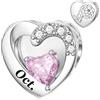 SEVENWELL Charm con pietra portafortuna per Pandora Charm in argento Sterling 925, con mese e fiore, 0,45 mm, Zirconia cubica, Zirconia cubica