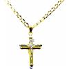 PEGASO GIOIELLI Collana Uomo Oro Giallo 18kt (750) Catena Rombo Cm 50 Pendente Croce Gesù Cristo Cappucci Bicolore