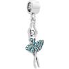 MiniJewelry Ciondoli pendenti ballerina con pietre portafortuna compatibili con braccialetti charm Pandora, regalo gioielli Natale compleanno per donne figlia sorella amiche nipote, One Size, Metallo, Non pietra