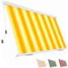 Paluplus Tenda da Sole a Caduta Cassonata Giallo e Bianco, Misura 301x250 cm, con Cassone di protezione e Braccetti Fermatenda, Telo Resistente 280 g/m², per Balcone e Terrazzo -5402F -9,3