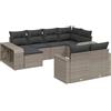 vidaXL Set Divano da Giardino 10 pz con Cuscini Grigio in Polyrattan
