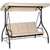 Arreditaly Dondolo Per Terrazzo E Giardino 3 Posti Con Tettuccio Parasole Seduta Reclinabile Convertibile In Letto Struttura Acciaio 195 X 120 X 175 Cm Beige