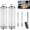 NXPUXP Set 2 Cestello Rotolabile per Barbecue, Manico Rimovibile - Rete in Acciaio Inox, Accessorio BBQ con Spazzola per Pulizia,Regalo Uomo Compleanno(V1)