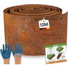 TOFFCAEA Bordura per Giardino in Acciaio Corten, 12m x 14 cm, Bordo per Aiuola in Metallo Arrugginito, con 1 Paio di Guanti Incluso