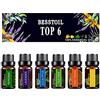 Besstoil Set di Oli Essenziali di TOP6, Set di Oli per Diffusori di Aromaterapia Puro al 100% Puro Terapeutico 100% (Lavanda, Tea Tree, Eucalipto, Lemongrass, Menta Piperita, Arancio dolce)