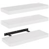 AMADA HOMEFURNISHING Mensola da Muro, Mensole da Muro per Bagno/Soggiorno/Camera da letto/Cucina, Mensole Bianche con Staffe Invisibili Set di 3 - AMFS08