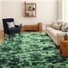 SOANNY Tappeto Soggiorno a Pelo Lungo, Lavabile, Antiscivolo e Morbido, Tie-Dye, per Camera da Letto e Bambini, Scendiletto, 90x150 cm, Verde