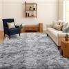 SOANNY Tappeto Soggiorno a Pelo Lungo, Lavabile, Antiscivolo e Morbido, Tie-Dye, per Camera da Letto e Bambini, Scendiletto, 90x150 cm, Grigio Chiaro
