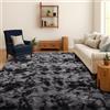 SOANNY Tappeto Soggiorno a Pelo Lungo, Lavabile, Antiscivolo e Morbido, Tie-Dye, per Camera da Letto e Bambini, Scendiletto, 90x150 cm, Grigio Scuro