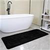 SOANNY Tappeto da Bagno 60x150 cm, Microfibra a Pelo Alto, Antiscivolo e Lavabile, Assorbente, Perfetto per Bagno e WC, Nero