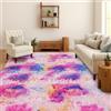 SOANNY Tappeto Soggiorno a Pelo Lungo, Lavabile, Antiscivolo e Morbido, Tie-Dye, Shaggy, per Camera da Letto e Bambini, Scendiletto, 140x200 cm, Arcobaleno Rosa