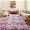 SOANNY Tappeto Soggiorno a Pelo Lungo, Lavabile, Antiscivolo e Morbido, Tie-Dye Shaggy per Camera da Letto e Bambini, Scendiletto, 160x230 cm, Rosa Scuro