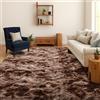 SOANNY Tappeto Soggiorno a Pelo Lungo, Lavabile, Antiscivolo e Morbido, Tie-Dye Shaggy per Camera da Letto e Bambini, Scendiletto, 160x230 cm, Marrone