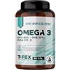 T-Rex Omega 3 Integratore Alimentare Olio di Pesce con Vitamina E 90 Perle
