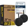 BikePeak 2x Camera d'aria flessibileper bicicletta, 28 pollici, Valvola Dunlop Italiana nera 40 mm, ETRTO 28/47-622/635-2 pezzi Makaluptis
