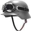 Vynebtrv Replica Vintage Dell'elmetto Tedesco M35 in Stile Militare - Interamente in Acciaio con Rivestimento in Pelle e Occhiali Pieghevoli da Soldato Stahlhelm