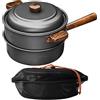 Generico Padelle da Campeggio - Set Leggero Grande A Doppio Strato - Pentola da Campeggio a Vapore - per Outdoor Backpacking Picnic Tenda Cucina Spiaggia Falò Tailgating Viaggi in Famiglia Camper