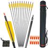 wolfman Freccia in Carbonio Spina 400 35 Pollici con Alette Naturali Punta 100 Grani con Fodero Regolabile Adatta Arco 30-60 Libbre per Tiro Sportivo Caccia Allenamento (Giallo, 24 Kit)