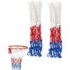 BCHKO Reti per Canestro da Basket 2 Pezzi Blu Rosso Bianco | 12 Anelli Professionali per Esterno, Rinforzate e Resistenti alle Intemperie per Canestri Standard