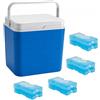 POTZ Borsa frigo blu portatile con coperchio rimovibile e manico, leggero e resistente, con 8 cartucce refrigeranti, ideale per picnic, campeggio, spiaggia, 30 l