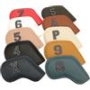 LPACXBYD Copriteste Per Ferri Da Golf 9/10 pz UN Set Solido In Pelle Nera Goffratura Numero Bordo Vernice Golf Copricapo Cunei4 5 6 7 8 9 PAS Club Testa di Ferro Coperture(Color 2)