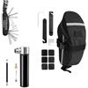 Yunmeryker Kit Riparazione Bici Portatile, Kit Attrezzi Completo per e Catena, Multi-tool in Acciaio con Leve e Toppe, Borsa Sottosella Nera