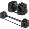 TREXO Set di manubri corti e bilancieri regolabili 2 in 1, da 2 kg a 41 kg, ideale per allenamento di forza, fitness e costruzione muscolare, manubri e bilancieri regolabili, set in ferro con