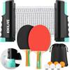 KIKILIVE Set da Ping Pong Portatile con Rete Estraibile, 2 Racchette, 6 Palline e Borsa da Trasporto - per Interni ed Esterni, Ideale per Famiglia, Tempo Libero e Allenamento