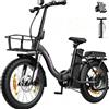 Runetic Bici Elettrica Per Adulti, 36V 13AH Batteria Rimovibile 250w Motore Con 20 "*3.0" Fat Tire Pieghevole Bicicletta Elettrica, Velocità 25KM/H Gamma Fino a 80KM Città Pendolare Ebike (Nero)