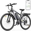 TIGUOWISH ZAZAWORK Bici Elettrica Uomo e Donna, Bicicletta Elettrica 29 Pollici con Motore Posteriore 250W, Autonomia fino a 100-120 km, 25 km/h, per Pendolarismo Urbano e Montagna (CF29-verde)