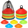 MIVIDE 100 Pezzi Coni da Allenamento 19 x 5 cm, Coni per Allenamento di Calcio, Cinesini per Allenamento con Supporto e Tasca a Rete per Delimitazione, Allenamento, Calcio, Marcatura (5 Colori)