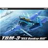 ACADEMY HOBBY MODEL KITS Academy TBM-3 USS Bunker Hill Airplane Model Building Kit, Navy