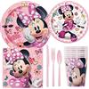 Unique Disney Minnie Mouse - Set di accessori per feste di compleanno, con piatti per torte e pranzo, posate, tazze, tovaglioli (8 ospiti)