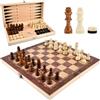 DODUOS 3 in 1 Tavola Scacchi da Viaggio Pieghevole, 29x29cm Scacchiera Portatile Scacchi Legno, Scacchiera Professionale da Gioco per Adulti All'aperto Festa Scacchis e Dama