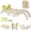 RELAX4LIFE Set da Arrampicata per Bambini, Triangolo di Arrampicata con Scivolo e Arco, Gioco di Incastri in Legno, Gioco Montessori per Bambini 1+ Anni (Rana-3 Pezzi | Naturale)