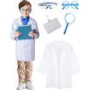 Puteraya Set di 5 uniformi da scienziato per bambini, con cappottino da laboratorio, per Halloween, ruolo, cosplay, occupazione, bomboniere (5-7 anni (100-120 cm)