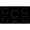 IsEasy Piastra a induzione a 5 fuochi, piastra di cottura a induzione 5 fuochi, da incasso, 8600 W, booster, timer, controllo tattile, serratura per bambini, 90 cm
